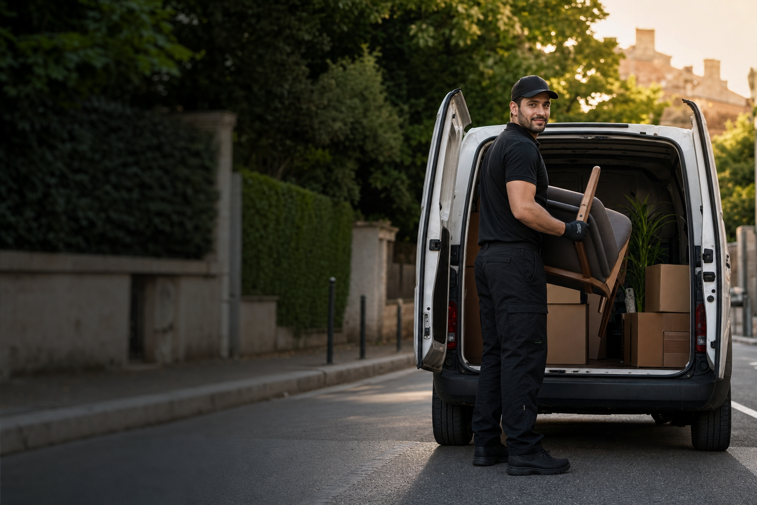 Collecteur indépendant Go Déchet chargeant son utilitaire pour une mission d'enlèvement d'encombrants